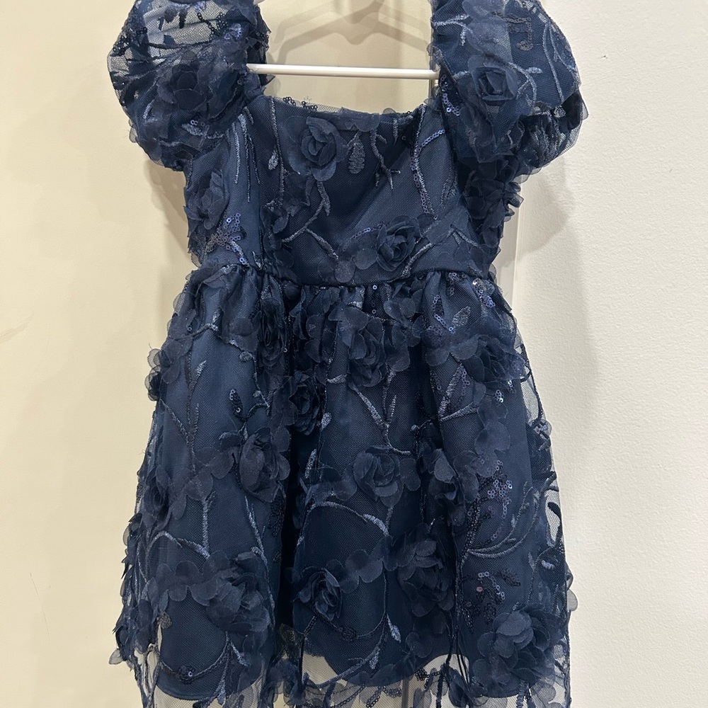Rare Editions Navy Floral Kids Dress